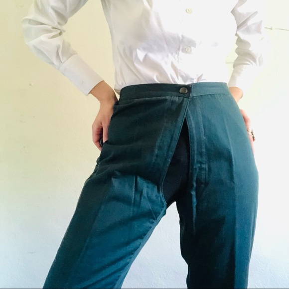 60s VTG HERMÈS Cotton Leather Green Brown Equestrian Riding Suit Chaps Jacket - Picture 4 of 15